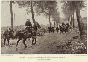 Ontmoeting van Bismarck en Napoleon op de weg van Donchery door Anton Alexander von Werner