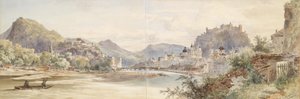 Duits: Panorama van de stad Salzburg met de vesting Hohensalzburg door Anton Altmann