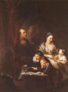 De familie van de kunstenaar voor het portret van Johann Georg Sulzer door Anton Graff