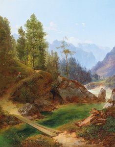 Uitzicht op de hoge Alpen bij Weichselboden in Stiermarken door Anton Hansch
