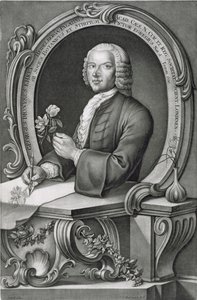 Portret van Georg Dionysius Ehret, gegraveerd door Johann Jakob Haid door Anton Heckel