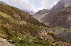 Duits: berglandschap met grazende geiten
