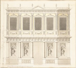 Een paviljoen elevatie voor het Sultana Hadigé paleis in Defterdar Bournou door Anton Ignaz Melling