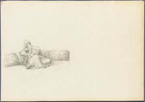Vermoedelijk portret van Sultana Hadigé zittend op een bank door Anton Ignaz Melling
