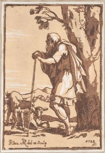 Oude herder leunend op een staf, 1722