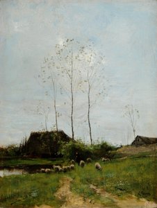 Landschap met herder en schapen door Anton Mauve