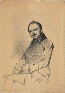 Portret van een man die schrijft door Anton Mauve