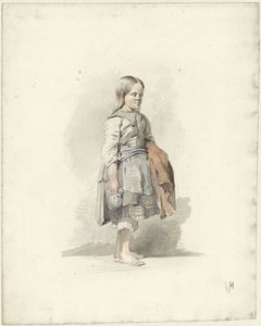 Staand meisje met kruik en mantel onder de arm door Anton Mauve