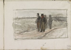 Vier mannen op een pad door Anton Mauve