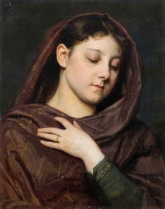 Duits: Portret van een meisje met het gebaar van de Maagd Maria