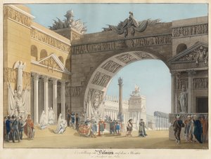 Toneelontwerp voor de opera Palmira, regina di Persia door Antonio Salieri