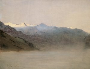 Het Gasteinertal in de mist door Anton Romako
