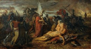 Rudolf van Habsburg bij het lichaam van Přemysl Ottokar, koning van Bohemen door Anton Romako