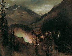Wildbad Gastein in de avond (bij Bengalische verlichting)