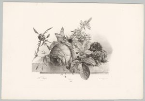 Rozen, lelies, klokvormige bloemen en vlinder door Anton Weiss
