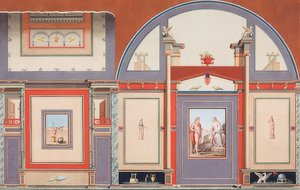 Muurschildering van een Romeins huis op het terrein van de Villa Negroni in Rome, Mars (?), Venus en Cupido door Anton von Maron