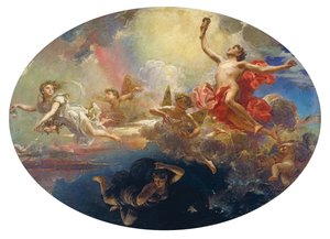 De triomf van de dag over de nacht voorafgegaan door de dageraad