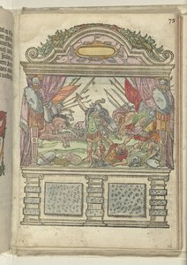 Allegorische voorstelling op het toneel op de hoek van de Grote Markt, 1578 door Antoni van Leest