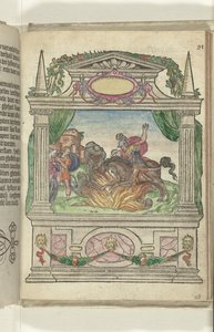 Toneel met de heldendaad van Marcus Curtius, 1578
