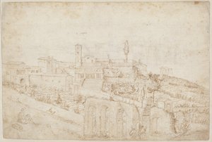 De Kerk van S. Gregorio Magno op de Celiaanse Heuvel (verso) door Antonie van den Wyngaerde