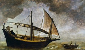 Genuees wijnschip uit 17e eeuw, 20e (schilderij) door Antonino Traverso
