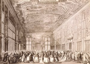 Hertogelijk feest, banket gegeven door de Doge van Venetië ter ere van vertegenwoordigers van buitenlandse delegaties door Antonio (after) Canaletto