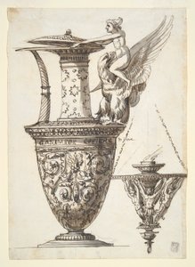 Ontwerp voor een uitgebreide kan en kroonluchter door Antonio Basoli