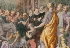 Apsis, Antonio Campi, Intocht van Jezus in Jeruzalem 1582-84, Detail