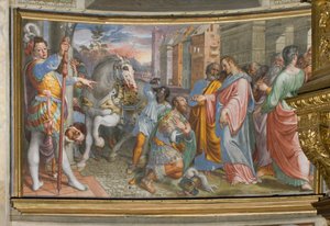 Apsis, Antonio Campi, Ontmoeting van Jezus met de centurion Cornelio 1582-84 door Antonio Campi