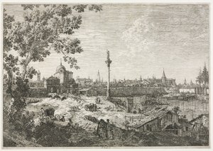 Panorama van een Stad aan een Rivier door Giovanni Antonio Canal