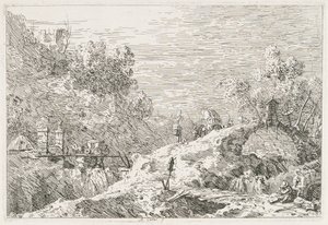 Uitzichten: Berglandschap met Vijf Bruggen door Antonio Canaletto