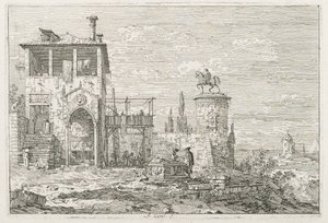 Uitzichten: Het Ruiterstandbeeld door Antonio Canaletto