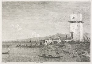 Zichten: De toren van Malghera door Antonio Canaletto