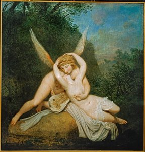 Amor en Psyche ... (schilderij op doek) door Antonio Canova