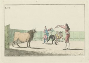 Plaat VII, uit de serie Colección de las principales suertes de una corrida de toros door Antonio Carnicero