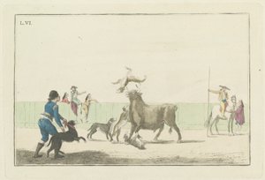 Plaat VI, uit de serie Colección de las principales suertes de una corrida de toros door Antonio Carnicero