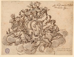 Ontwerp voor een Plafond (?) Schilderij met het Wapen van Kardinaal Francesco Maria de