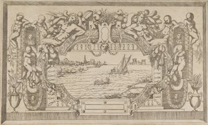 Landschap met sierlijst door Antonio Fantuzzi