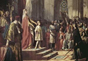Maria de Molina presenteert haar zoon aan de Cortes van Valladolid. 1863 door Antonio Gisbert