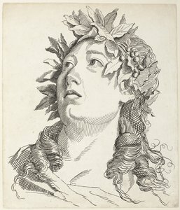 Vrouwenkop met lauwerkrans door Antonio Giuseppe Barbazza