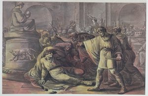 De dood van Julius Caesar door Antonio Giuseppe Basoli