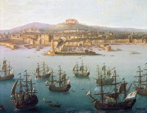 Karel van Bourbon vertrekt naar Spanje vanuit Napels, 7 oktober door Antonio Joli