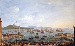 Vertrek van Karel III koning van Spanje en Napels uit Napels 1759