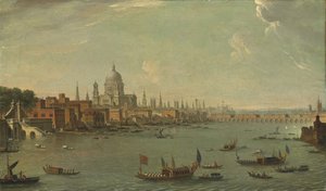 Vier uitzichten van Londen: De Theems kijkend naar St. Pauls door Antonio Joli
