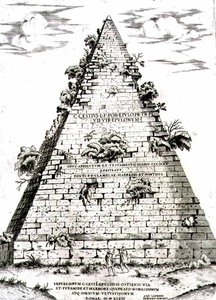 De piramide van Caius Cestius gebouwd c.12 v.Chr., Rome door Antonio Lafreri