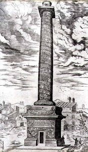 Zuil van Trajanus in Rome ter viering van de campagnes van de keizer in Dacië, gegraveerd door de kunstenaar door Antonio Lafreri