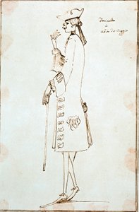 Portret van de castraatzanger Carlo Broschi, genaamd Farinelli (1705-1782) tijdens zijn reis naar Venetië om op te treden in Tommaso Albinoni