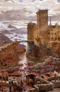 Uitzicht op een romantisch kasteel door Antonio Munoz Degrain