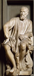 Portret van de beeldhouwer, schilder en architect Michelangelo Buonarroti, genaamd Michelangelo door Antonio Novelli