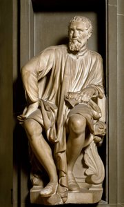 Portret van de beeldhouwer, schilder en architect Michelangelo Buonarroti door Antonio Novelli